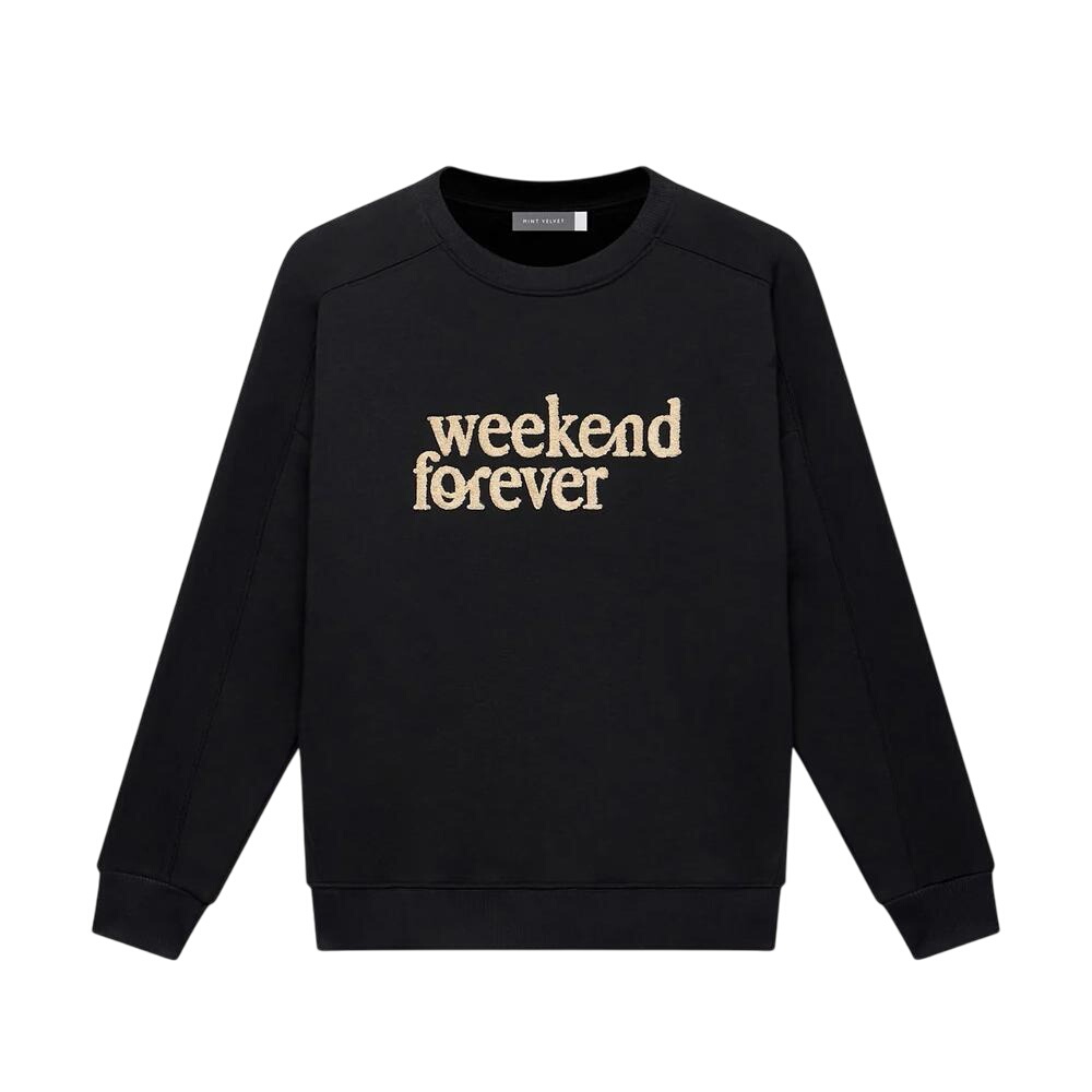 Mint Velvet Black Weekend Slogan Sweatshirt